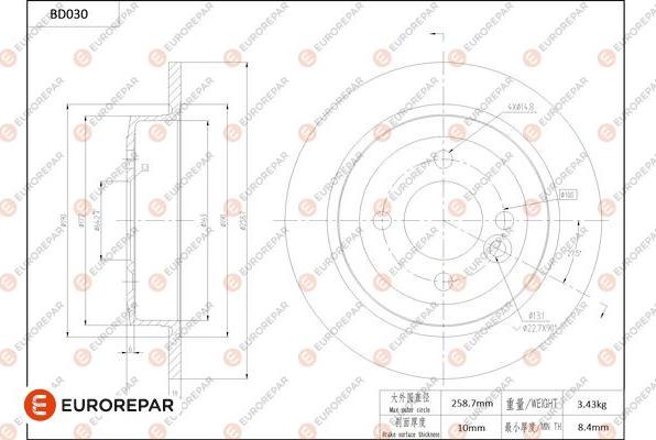 EUROREPAR 1684247280 - Brake Disc autospares.lv