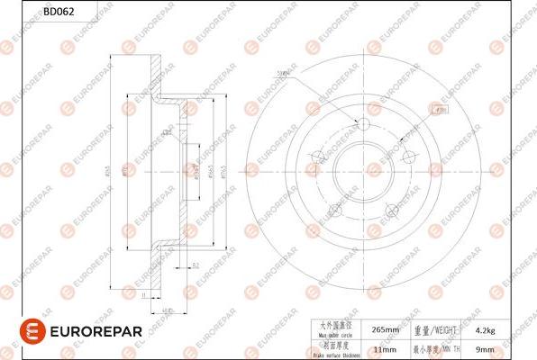 EUROREPAR 1684250480 - Brake Disc autospares.lv