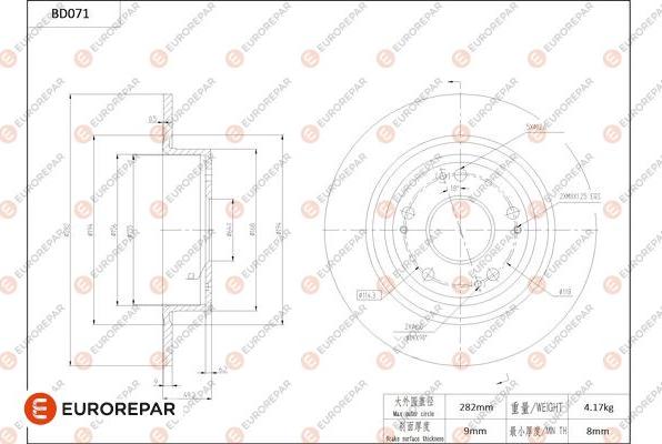 EUROREPAR 1684251380 - Brake Disc autospares.lv