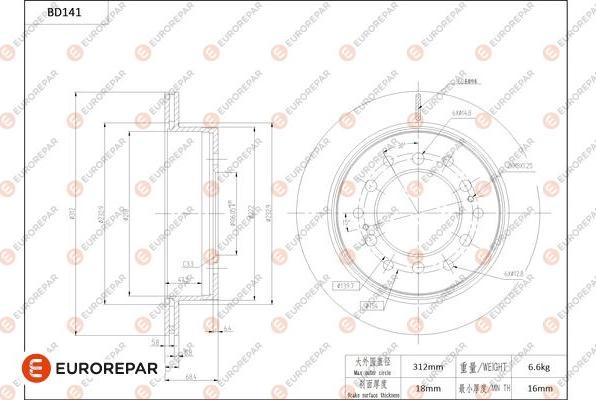 EUROREPAR 1684258380 - Brake Disc autospares.lv