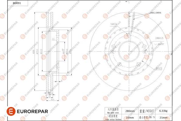 EUROREPAR 1684253380 - Brake Disc autospares.lv