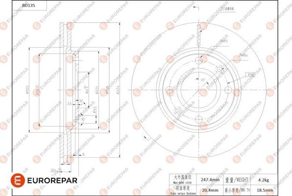 EUROREPAR 1684257780 - Brake Disc autospares.lv