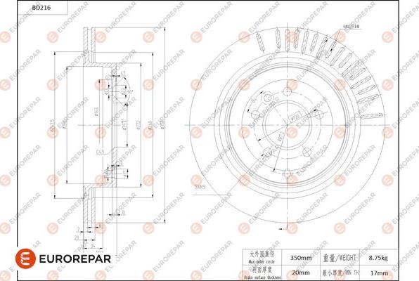 EUROREPAR 1684265880 - Brake Disc autospares.lv