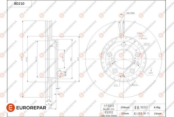 EUROREPAR 1684265280 - Brake Disc autospares.lv