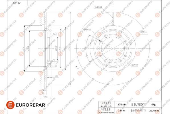 EUROREPAR 1684263980 - Brake Disc autospares.lv