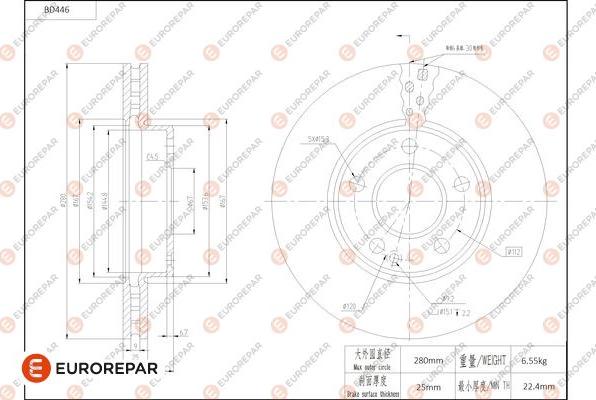 EUROREPAR 1684288880 - Brake Disc autospares.lv