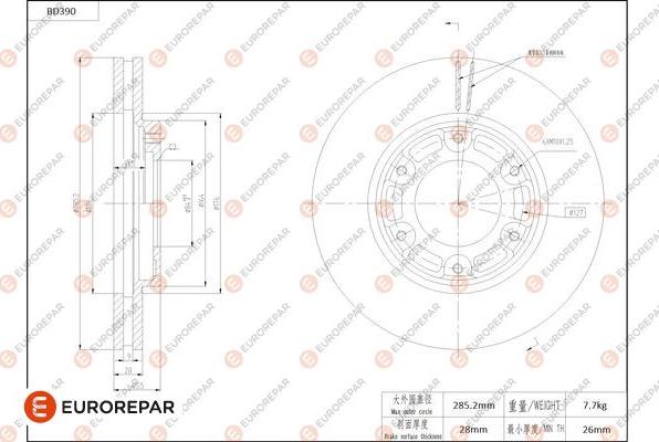 EUROREPAR 1684283280 - Brake Disc autospares.lv