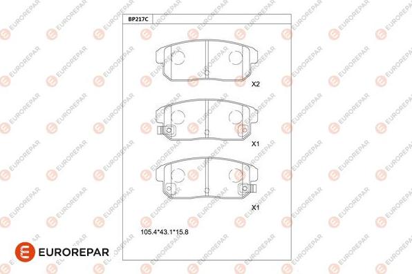 EUROREPAR 1681251380 - Brake Pad Set, disc brake autospares.lv