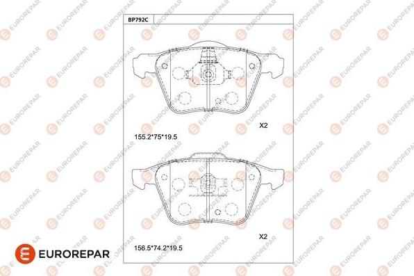 EUROREPAR 1681258580 - Brake Pad Set, disc brake autospares.lv