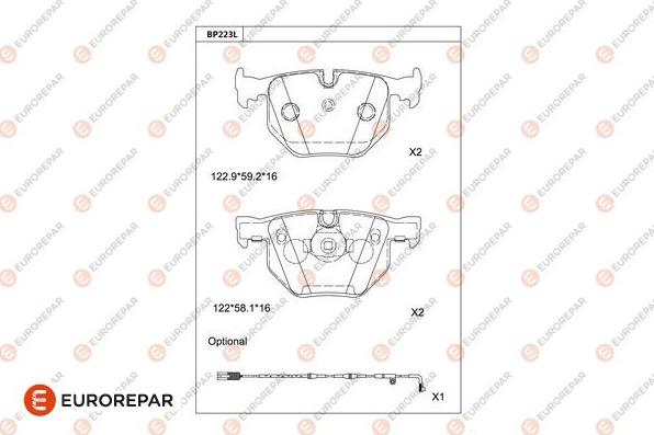 EUROREPAR 1681263780 - Brake Pad Set, disc brake autospares.lv