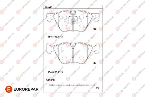 EUROREPAR 1681219680 - Brake Pad Set, disc brake autospares.lv