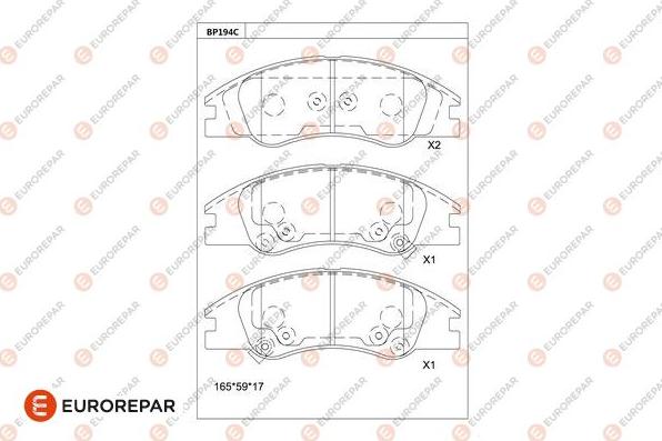 EUROREPAR 1681214680 - Brake Pad Set, disc brake autospares.lv