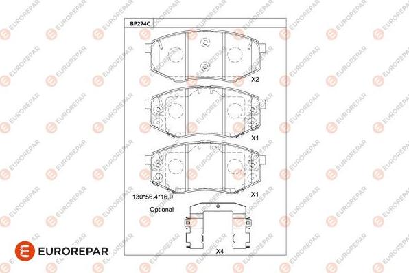 EUROREPAR 1681213080 - Brake Pad Set, disc brake autospares.lv