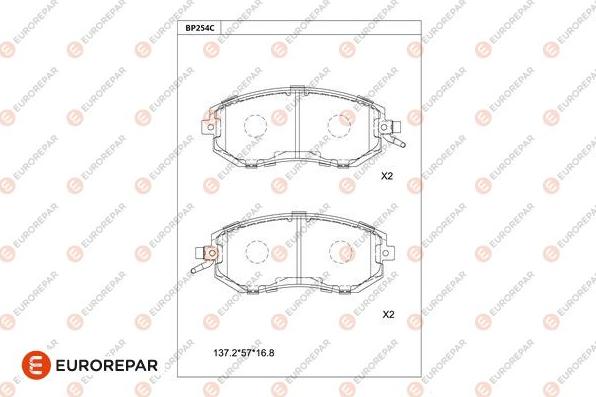 EUROREPAR 1681231080 - Brake Pad Set, disc brake autospares.lv