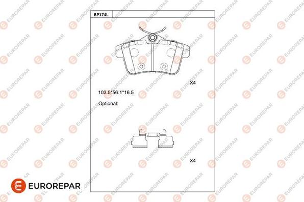 EUROREPAR 1681224180 - Brake Pad Set, disc brake autospares.lv