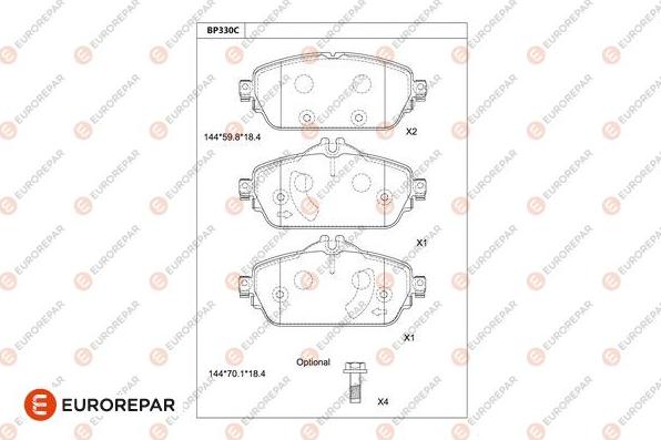 EUROREPAR 1681226780 - Brake Pad Set, disc brake autospares.lv