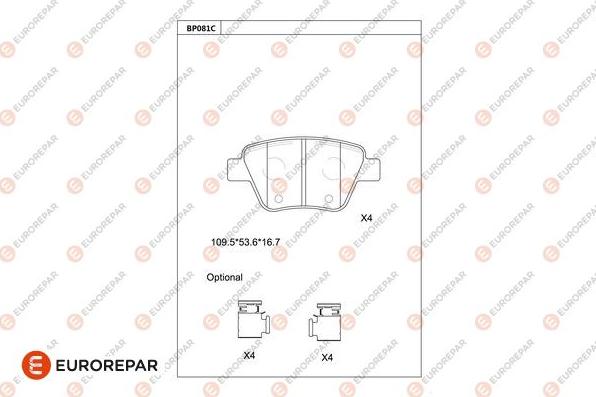 EUROREPAR 1681228380 - Brake Pad Set, disc brake autospares.lv