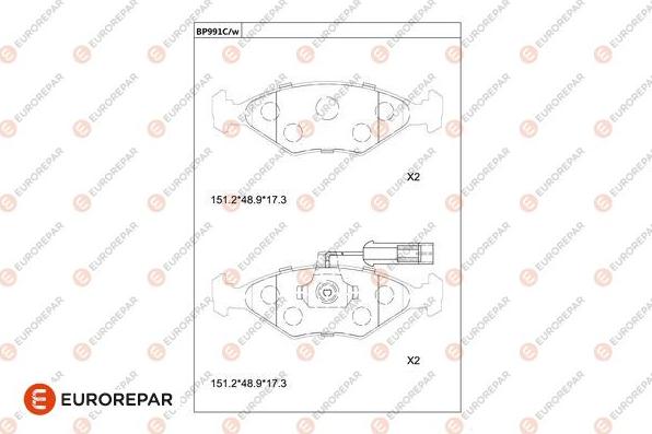 EUROREPAR 1681274580 - Brake Pad Set, disc brake autospares.lv