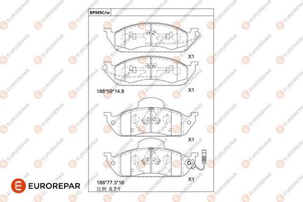 EUROREPAR 1681274180 - Brake Pad Set, disc brake autospares.lv