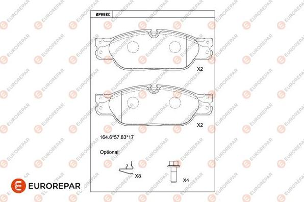 EUROREPAR 1681276180 - Brake Pad Set, disc brake autospares.lv