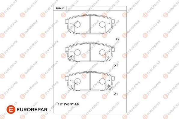 EUROREPAR 1681270780 - Brake Pad Set, disc brake autospares.lv