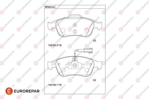 EUROREPAR 1681271080 - Brake Pad Set, disc brake autospares.lv