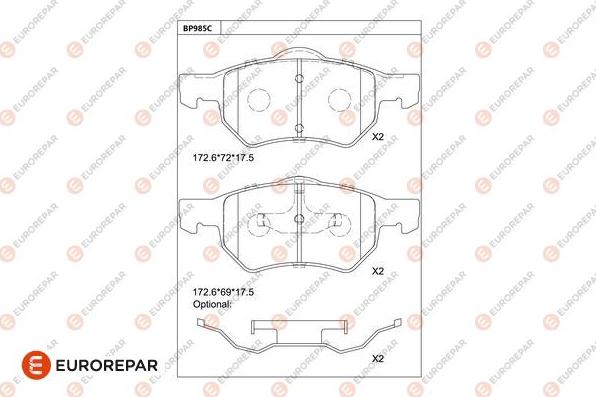 EUROREPAR 1681272680 - Brake Pad Set, disc brake autospares.lv