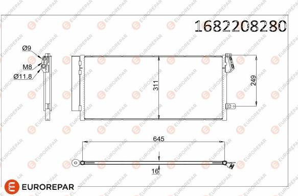 EUROREPAR 1682208280 - Condenser, air conditioning autospares.lv