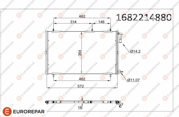 EUROREPAR 1682214880 - Condenser, air conditioning autospares.lv