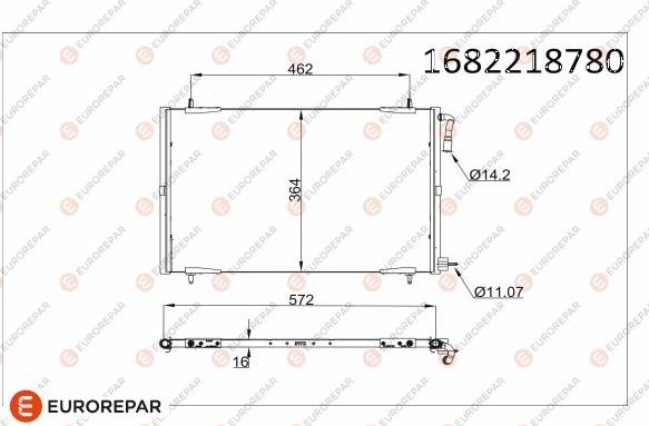 EUROREPAR 1682218780 - Condenser, air conditioning autospares.lv