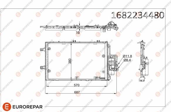 EUROREPAR 1682234480 - Condenser, air conditioning autospares.lv