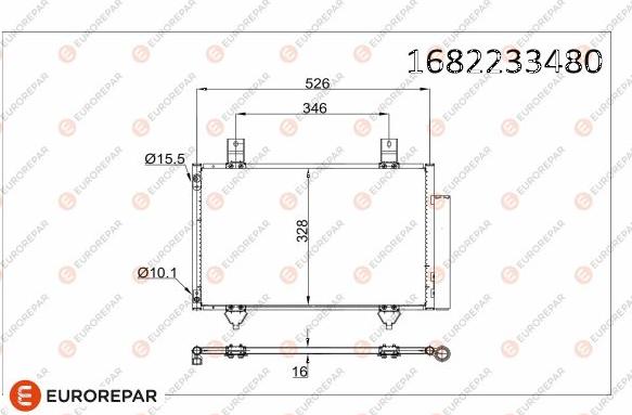 EUROREPAR 1682233480 - Condenser, air conditioning autospares.lv