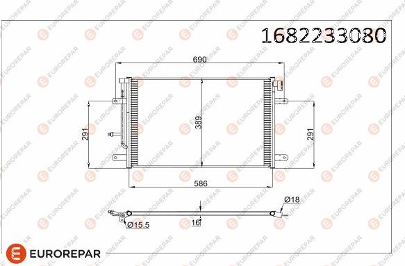 EUROREPAR 1682233080 - Condenser, air conditioning autospares.lv