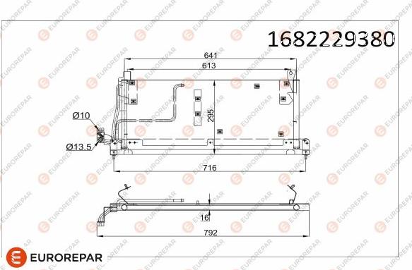 EUROREPAR 1682229380 - Condenser, air conditioning autospares.lv