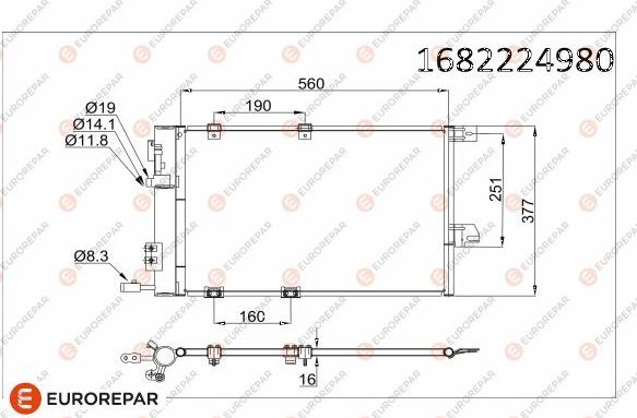 EUROREPAR 1682224980 - Condenser, air conditioning autospares.lv