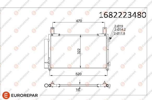 EUROREPAR 1682223480 - Condenser, air conditioning autospares.lv