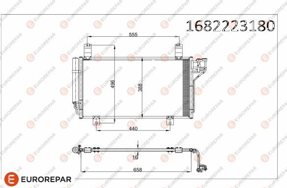 EUROREPAR 1682223180 - Condenser, air conditioning autospares.lv