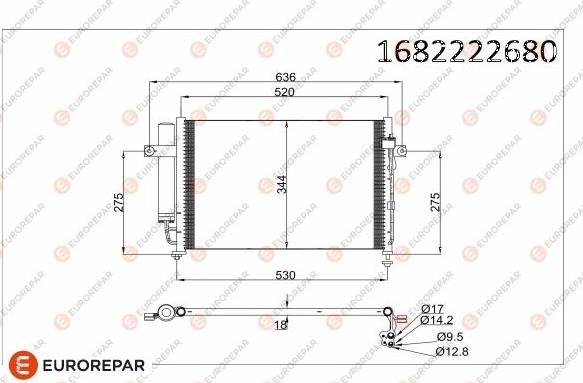 EUROREPAR 1682222680 - Condenser, air conditioning autospares.lv