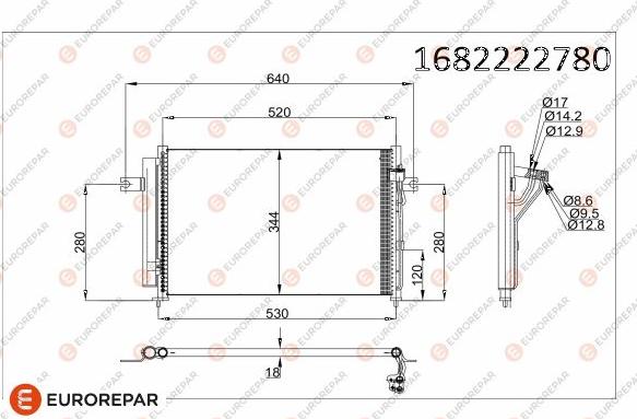 EUROREPAR 1682222780 - Condenser, air conditioning autospares.lv