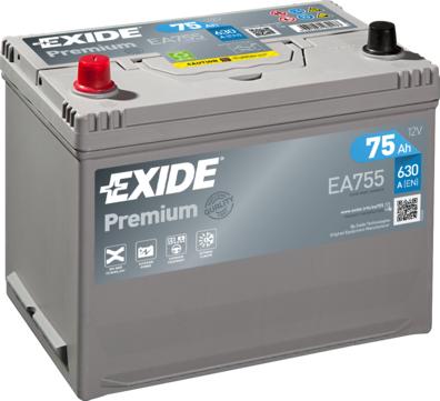 Exide EA755 - Starter Battery autospares.lv