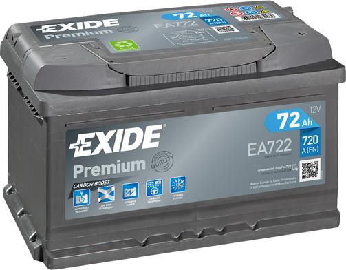 Exide EA722 - Starter Battery autospares.lv