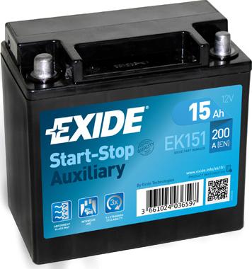 Exide EK151 - Starter Battery autospares.lv