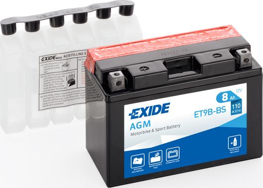 Exide ET9B-BS - Starter Battery autospares.lv