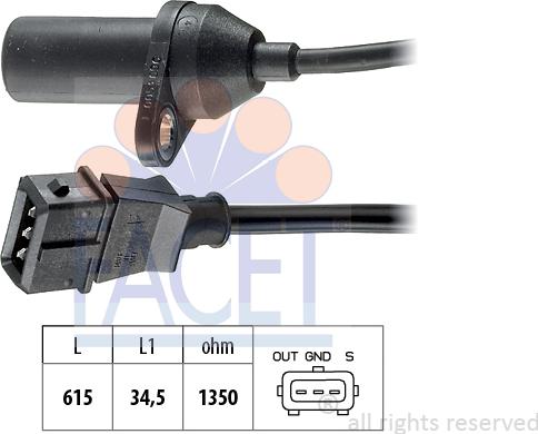 FACET 9.0053 - Sensor, crankshaft pulse autospares.lv