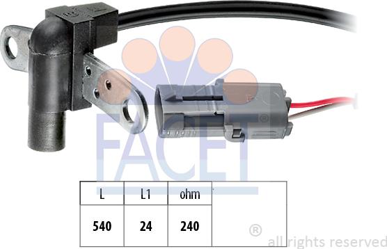 FACET 9.0016 - Sensor, crankshaft pulse autospares.lv