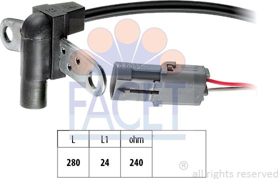 FACET 9.0023 - Sensor, crankshaft pulse autospares.lv