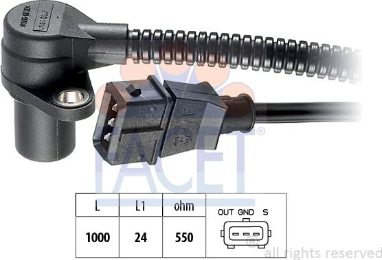 FACET 9.0164 - Sensor, crankshaft pulse autospares.lv