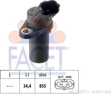 FACET 9.0837 - Sensor, crankshaft pulse autospares.lv