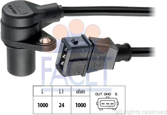 FACET 9.0318 - Sensor, crankshaft pulse autospares.lv