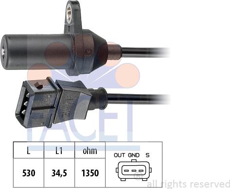 FACET 9.0265 - Sensor, crankshaft pulse autospares.lv